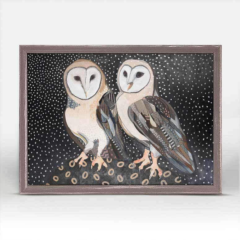 Barn Owl Pair - Mini Framed Canvas-Mini Framed Canvas-Jack and Jill Boutique