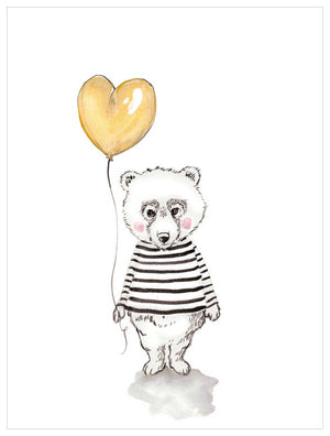 Bear With Heart Balloon Wall Art-Wall Art-Jack and Jill Boutique
