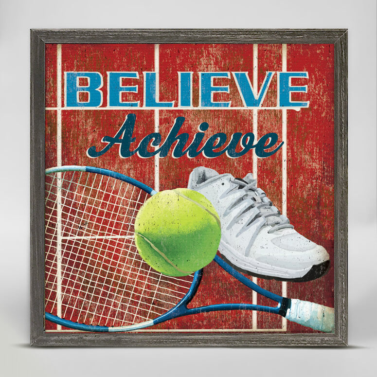 Believe, Achieve - Tennis Mini Framed Canvas-Mini Framed Canvas-Jack and Jill Boutique