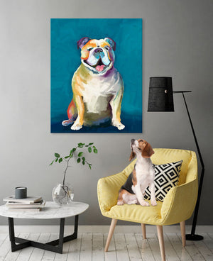 Best Friend - Bulldog On Blue Wall Art-Wall Art-Jack and Jill Boutique