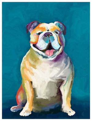 Best Friend - Bulldog On Blue Wall Art-Wall Art-Jack and Jill Boutique
