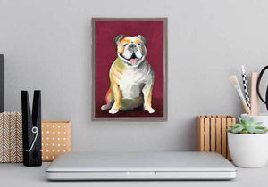 Best Friend - Bulldog On Maroon Mini Framed Canvas-Mini Framed Canvas-Jack and Jill Boutique