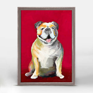 Best Friend - Bulldog On Red Mini Framed Canvas-Mini Framed Canvas-Jack and Jill Boutique