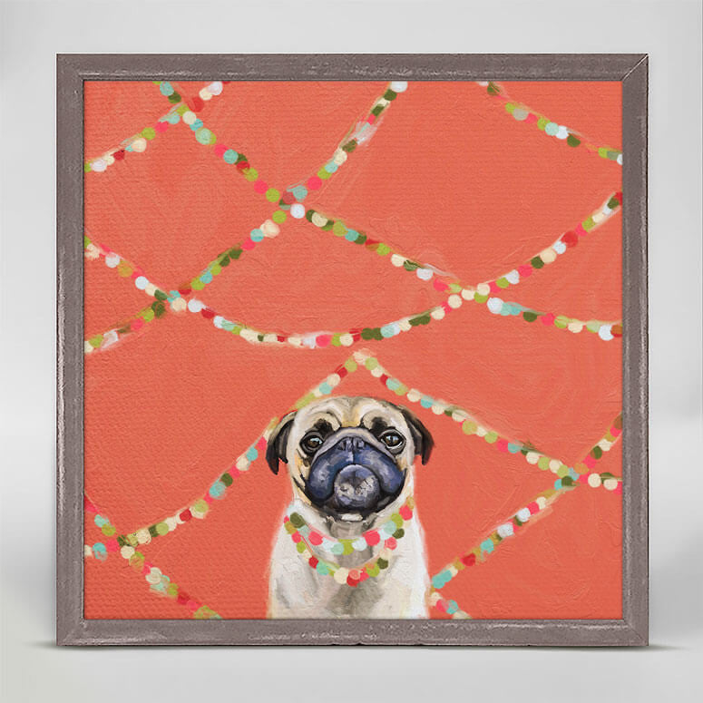 Best Friend - Festive Party Pug Mini Framed Canvas-Mini Framed Canvas-Jack and Jill Boutique