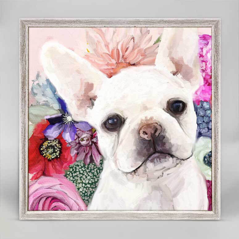 Best Friend - Floral Frenchie Pup Mini Framed Canvas-Mini Framed Canvas-Jack and Jill Boutique