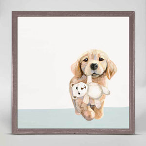 Best Friend - Pup With Teddy Bear Mini Framed Canvas-Mini Framed Canvas-Jack and Jill Boutique