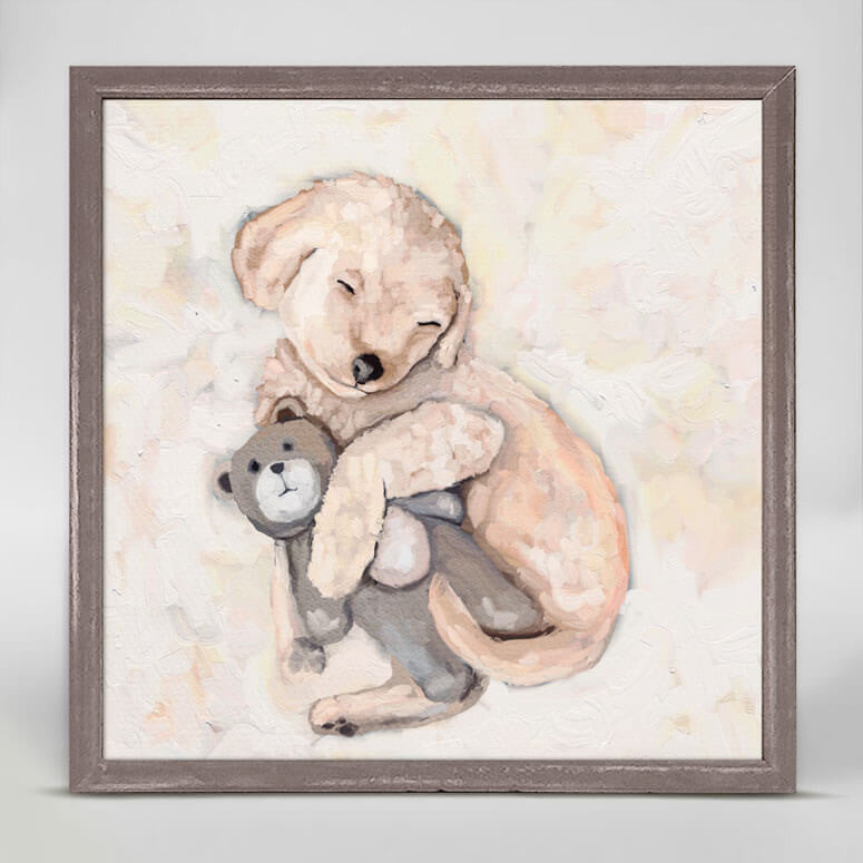 Best Friend - Puppy And Bear Mini Framed Canvas-Mini Framed Canvas-Jack and Jill Boutique