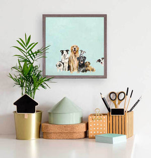 Best Friends - Puppy Pack - Aqua Mini Framed Canvas-Mini Framed Canvas-Jack and Jill Boutique