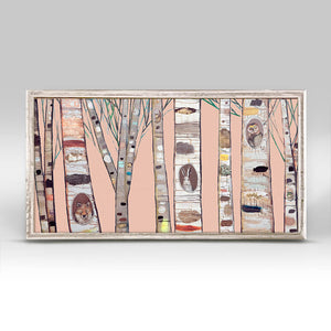 Birch Trees - Coral Mini Framed Canvas-Mini Framed Canvas-Jack and Jill Boutique