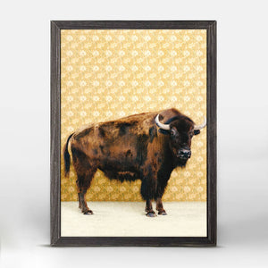 Bison On Yellow - Mini Framed Canvas-Mini Framed Canvas-Jack and Jill Boutique