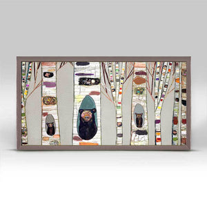Black Bear Birch Tree Forest - Neutral Mini Framed Canvas-Mini Framed Canvas-Jack and Jill Boutique
