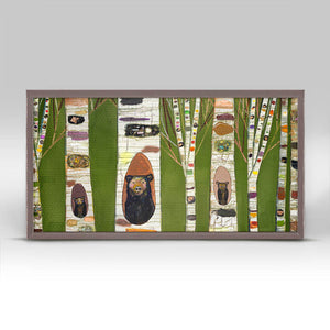 Black Bear Birch Tree Forest Mini Framed Canvas-Mini Framed Canvas-Jack and Jill Boutique