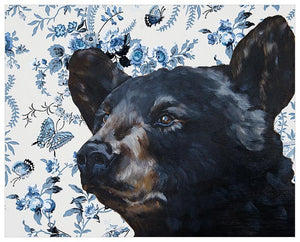 Black Bear On Chinoiserie Wall Art-Wall Art-Jack and Jill Boutique