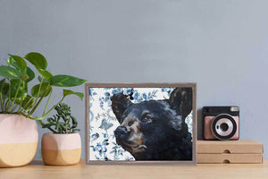Black Bear On Chinoiserie - Mini Framed Canvas-Mini Framed Canvas-Jack and Jill Boutique