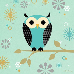 Blue Owl on a Branch | Canvas Wall Art-Canvas Wall Art-Jack and Jill Boutique