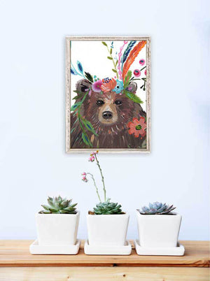 Boho Bear - Mini Framed Canvas-Mini Framed Canvas-Jack and Jill Boutique