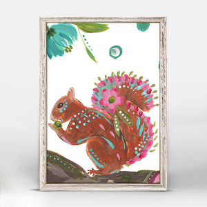 Boho Squirrel - Mini Framed Canvas-Mini Framed Canvas-Jack and Jill Boutique