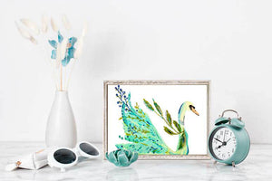 Boho Swan - Mini Framed Canvas-Mini Framed Canvas-Jack and Jill Boutique
