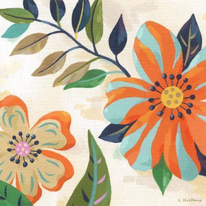 Bold Floral - Blue and Orange | Canvas Wall Art-Canvas Wall Art-Jack and Jill Boutique
