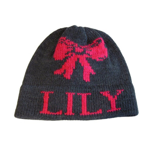 Bow Personalized Knit Hat-Hats-Jack and Jill Boutique