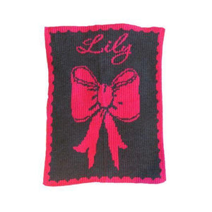 Bow & Name Stroller Blanket or Baby Blanket-Blankets-Jack and Jill Boutique
