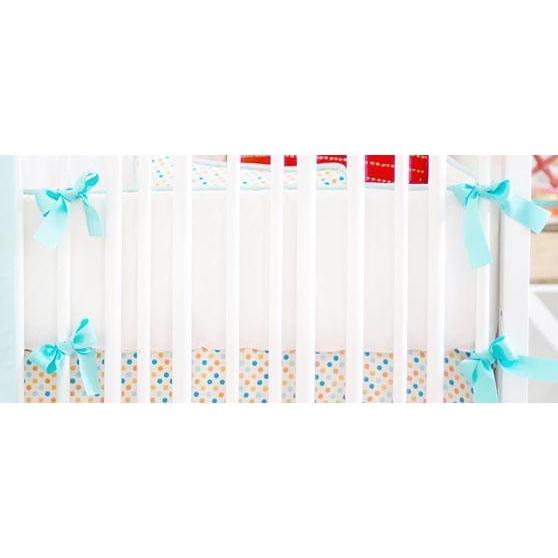 Bumper | Clearance - White with colored piping and ties-Bumper-Aqua-Jack and Jill Boutique