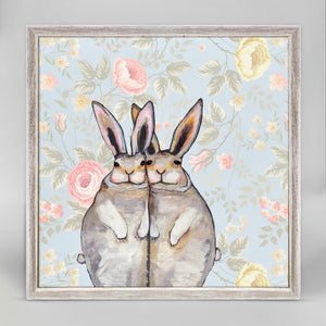 Bunny Friends - Floral Mini Framed Canvas-Mini Framed Canvas-Jack and Jill Boutique