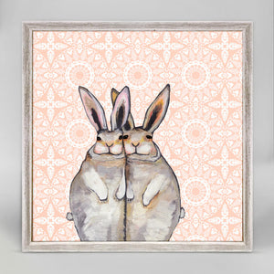 Bunny Friends On Bohemian Pattern - Mini Framed Canvas-Mini Framed Canvas-Jack and Jill Boutique