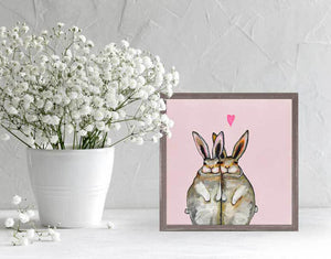 Bunny Friends - Pale Pink Mini Framed Canvas-Mini Framed Canvas-Jack and Jill Boutique