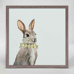 Bunny With Flower Wreath - Mini Framed Canvas-Mini Framed Canvas-Jack and Jill Boutique