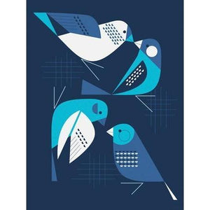 Bye Blue Finches | Canvas Wall Art-Canvas Wall Art-Jack and Jill Boutique