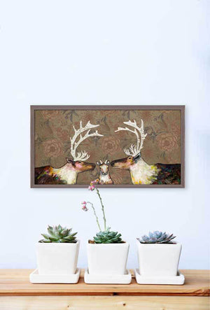 Caribou Family - Floral Mini Framed Canvas-Mini Framed Canvas-Jack and Jill Boutique