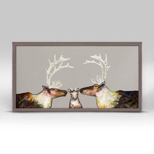 Caribou Family - Taupe Mini Framed Canvas-Mini Framed Canvas-Jack and Jill Boutique