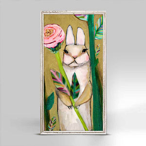 Carrot Cake Bunny Holding Flower - Mini Framed Canvas-Mini Framed Canvas-Jack and Jill Boutique