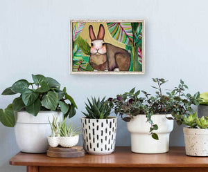Carrot Cake Bunny In Leaves - Mini Framed Canvas-Mini Framed Canvas-Jack and Jill Boutique