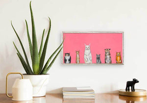 Cats Cats Cats - Pink Mini Framed Canvas-Mini Framed Canvas-Jack and Jill Boutique