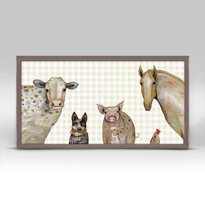 Cattle Dog and Crew - Plaid Mini Framed Canvas-Mini Framed Canvas-Jack and Jill Boutique