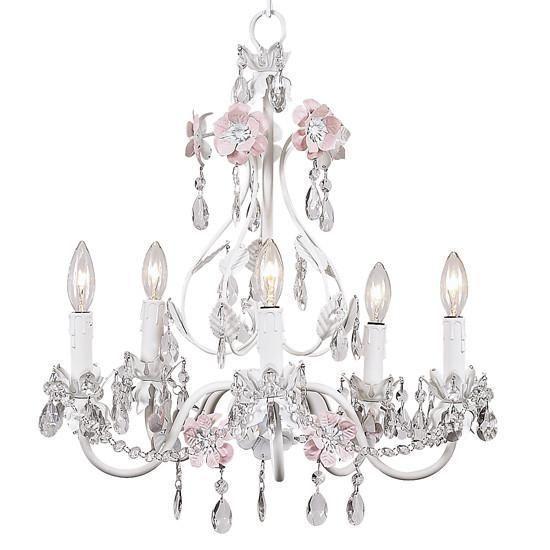Cora Flower Garden 5 Light Chandelier - Pink & White-Chandeliers-Jack and Jill Boutique