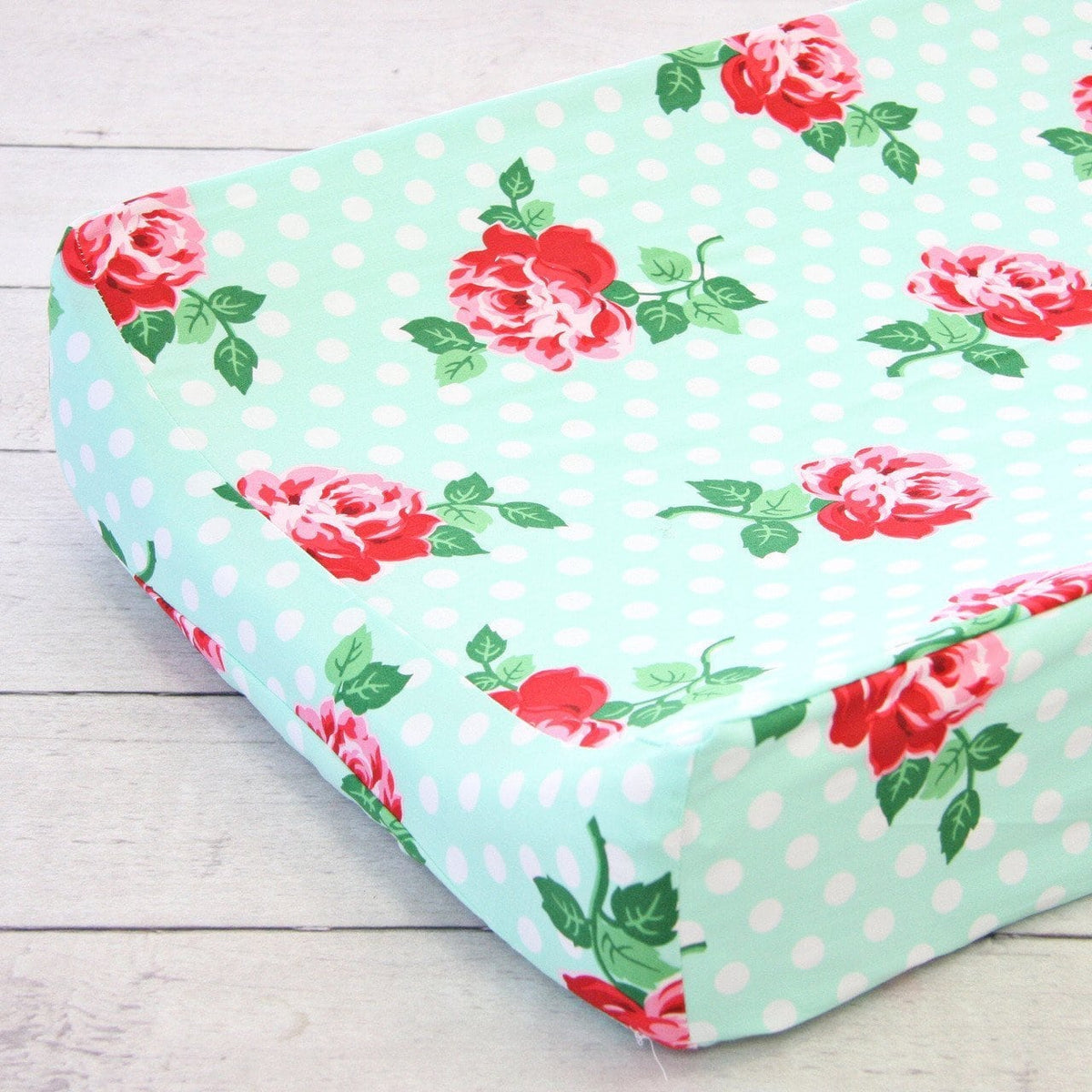 Changing Pad Cover | Lucy's Mint Rose-Changing Pad Cover-Jack and Jill Boutique