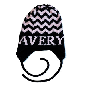 Chevron Personalized Knit Hat-Hats-Small-Earflaps-Jack and Jill Boutique