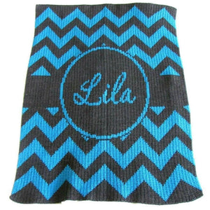 Chevron with Banner Personalized Stroller Blanket or Baby Blanket-Blankets-Jack and Jill Boutique