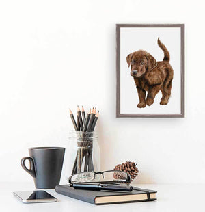 Chocolate Labrador Pup - Mini Framed Canvas-Mini Framed Canvas-Jack and Jill Boutique