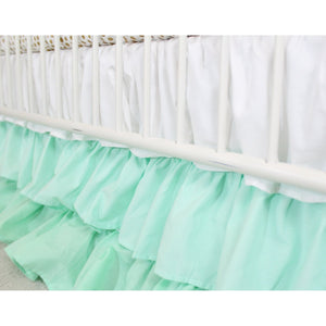 Chrissy's Girl Baby Bedding - Metallic Gold Dots with White to Mint Ombre Waterfall Ruffle Skirt-Crib Bedding Set-Jack and Jill Boutique