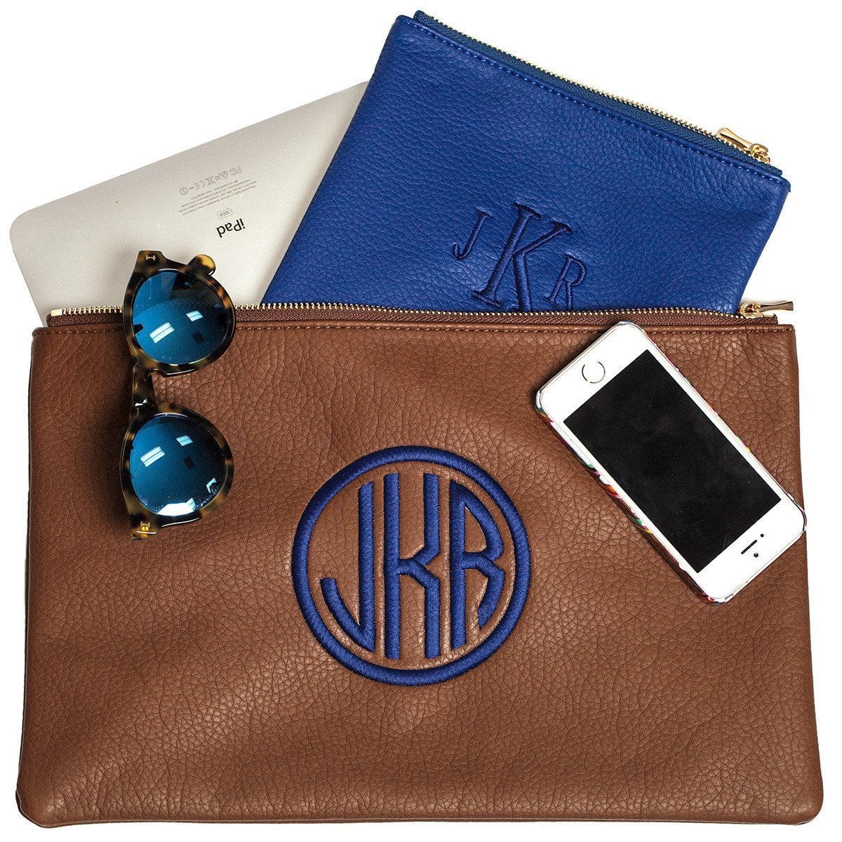 Cobalt Monogrammed Personalized Clutch-Bag-Jack and Jill Boutique