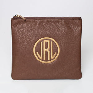 Cognac Personalized Makeup Bag-Bag-Default-Jack and Jill Boutique