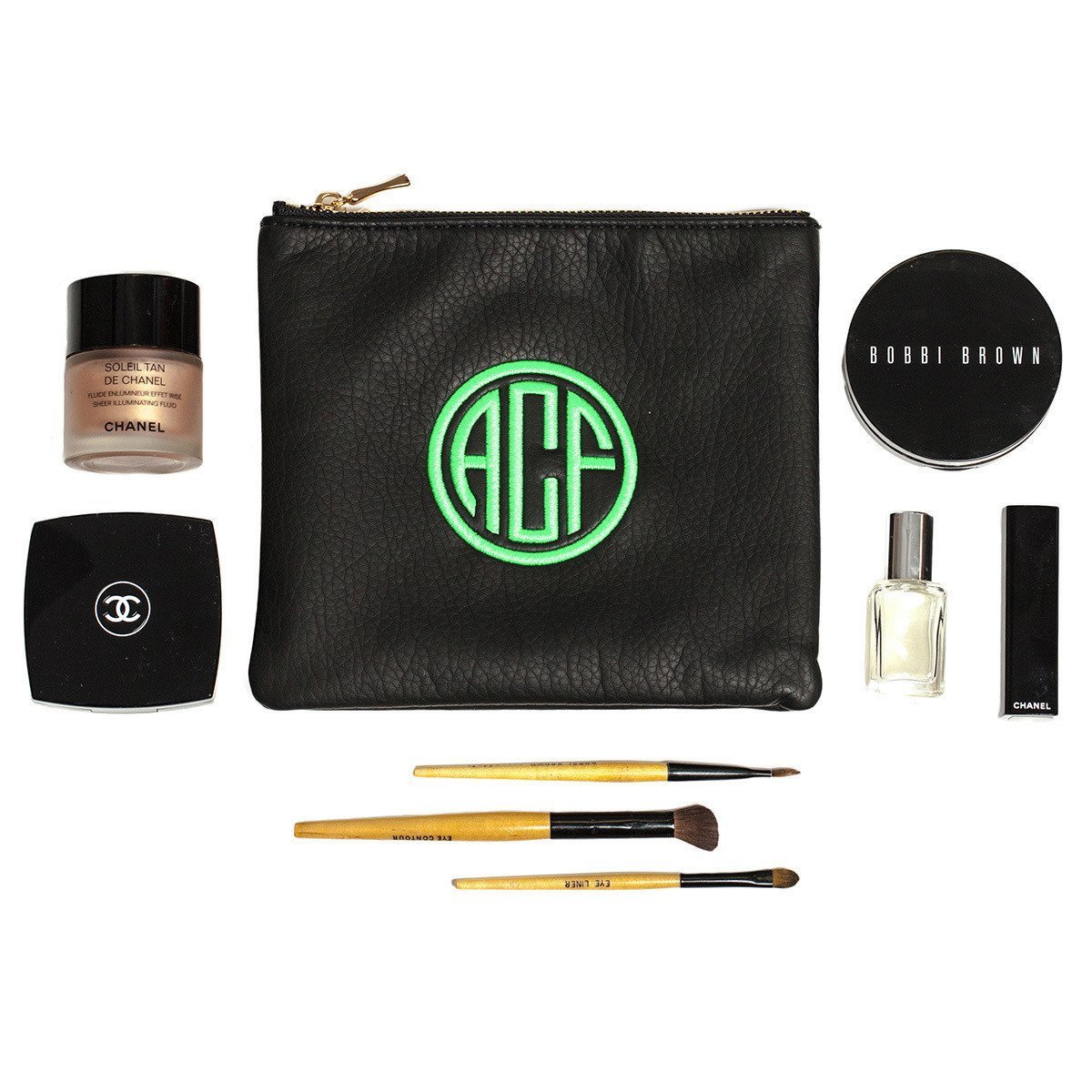 Cognac Personalized Makeup Bag-Bag-Jack and Jill Boutique