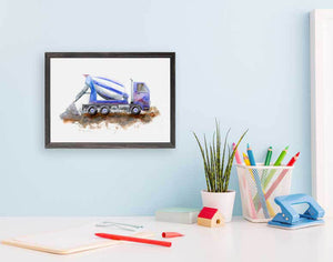 Construction Vehicles - Cement Mixer Mini Framed Canvas-Mini Framed Canvas-Jack and Jill Boutique