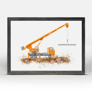 Construction Vehicles - Crane Truck Mini Framed Canvas-Mini Framed Canvas-Jack and Jill Boutique