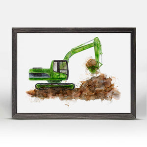 Construction Vehicles - Excavator Mini Framed Canvas-Mini Framed Canvas-Jack and Jill Boutique