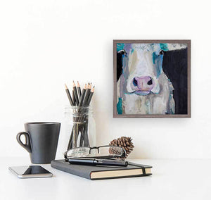 Cow Close Up - Mini Framed Canvas-Mini Framed Canvas-Jack and Jill Boutique